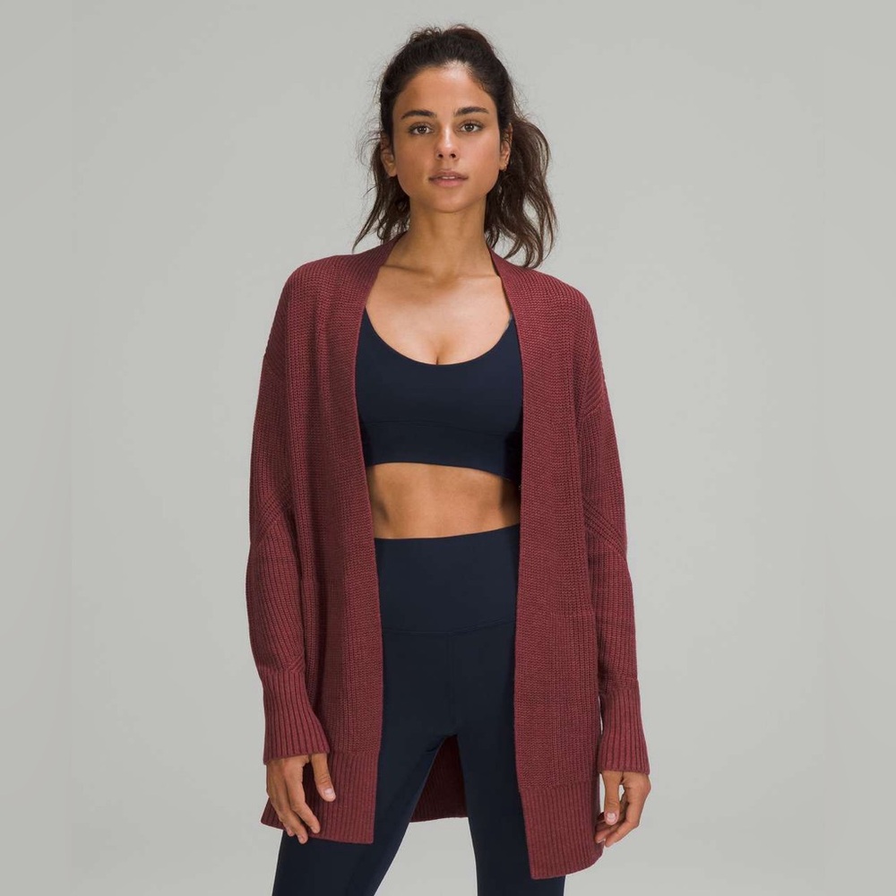 Lululemon Cashlu Sweater wrap cardigan in 
Heathered Mulled Wine color 🍷